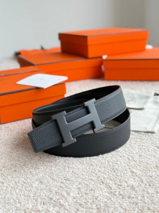 HM Buckle Belt Black Calfskin 187504