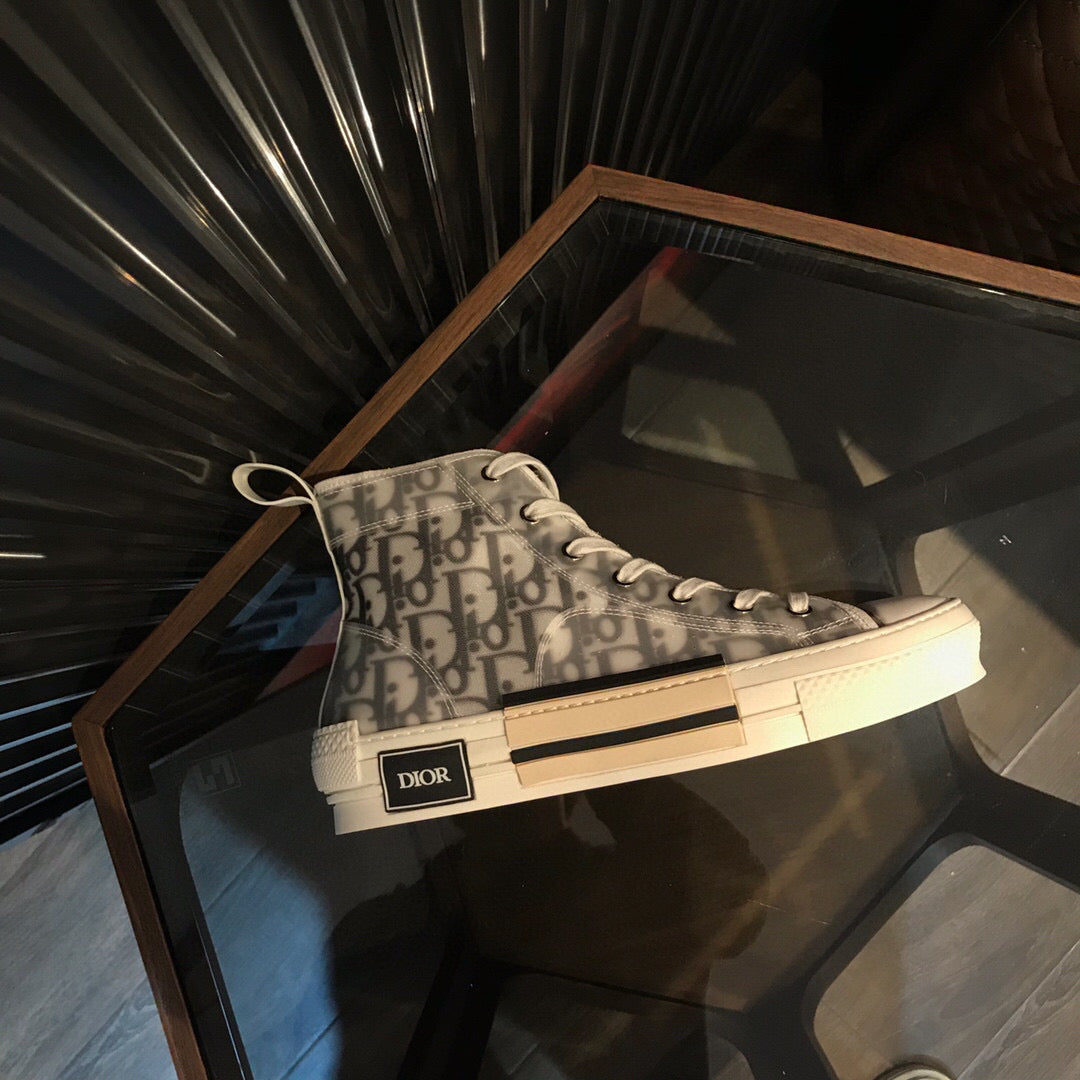 CD High Sneaker White Black Oblique Canvas