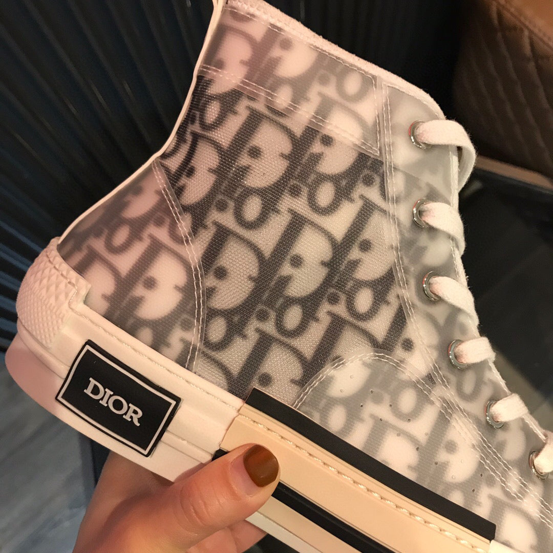 CD High Sneaker White Black Oblique Canvas