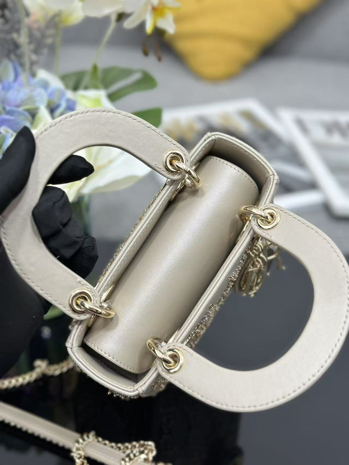 CD Lady Dior 17 Bag Beige Calfskin