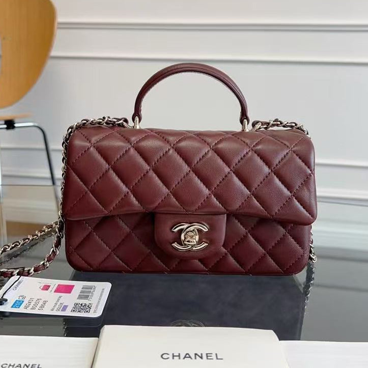 Chanel 20cm Bag Burgundy Lambskin