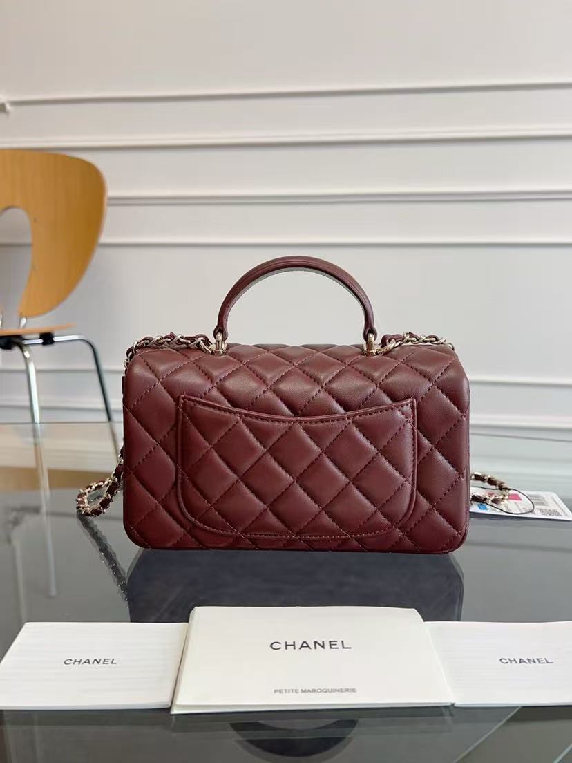 Chanel 20cm Bag Burgundy Lambskin