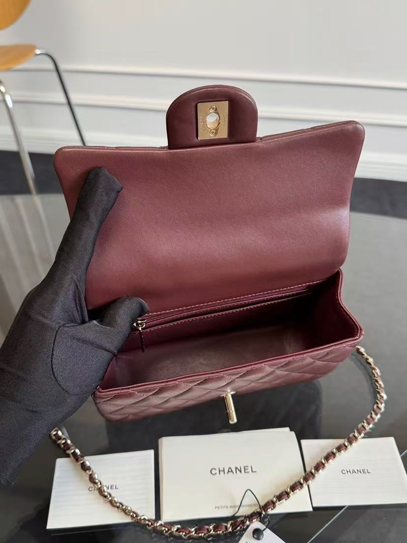 Chanel 20cm Bag Burgundy Lambskin