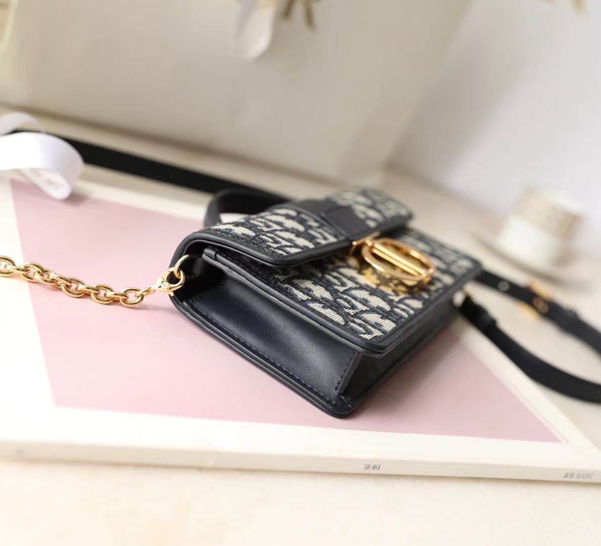 Dior Miss Montaigne Bag 20cm Black Canvas Calfskin