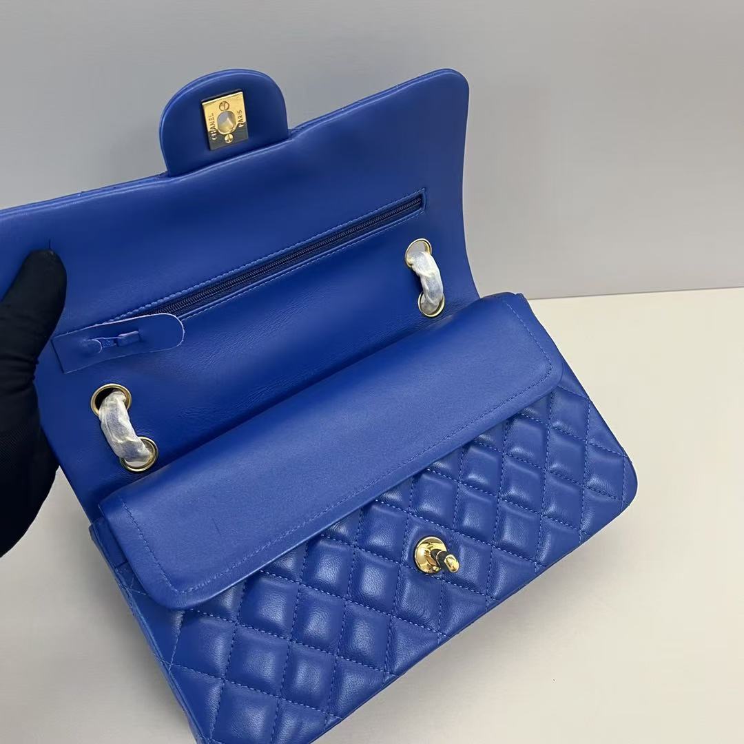 Chanel 2025 Classic Flap Bag 25cm Blue Lambskin