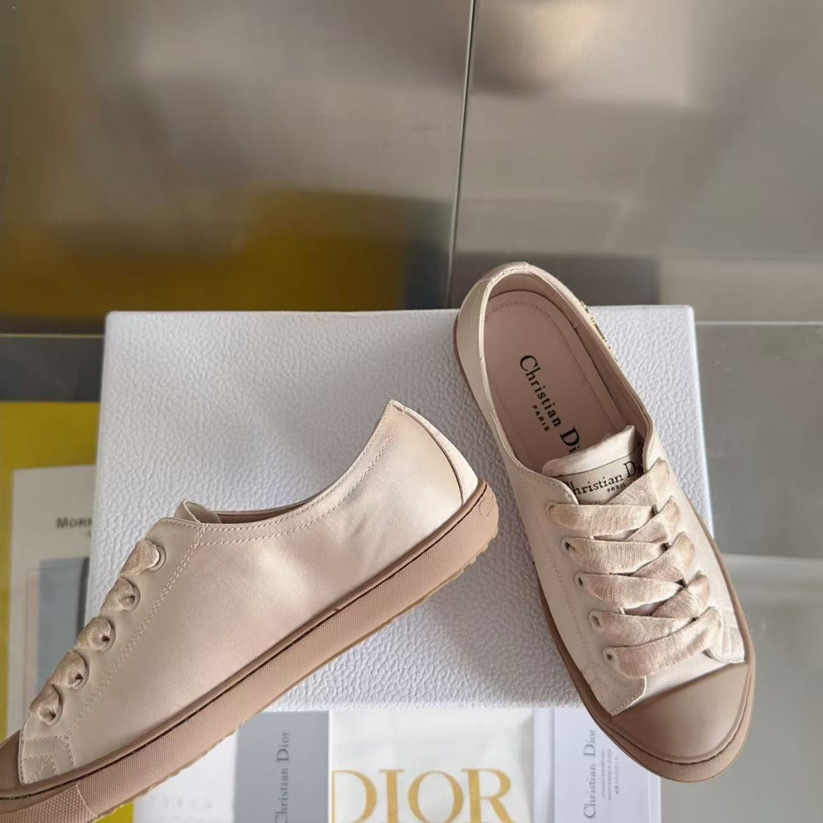 Dior Lucky Sneaker Nude Satin GHW