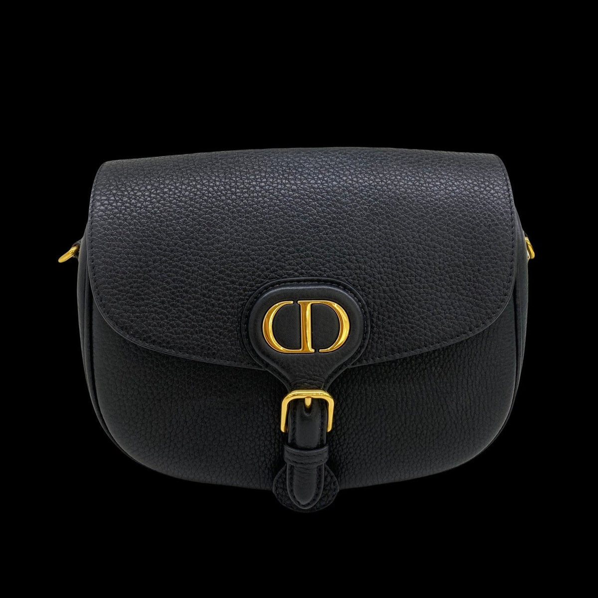 CD Medium Bobby Bag Black Calfskin Ghw