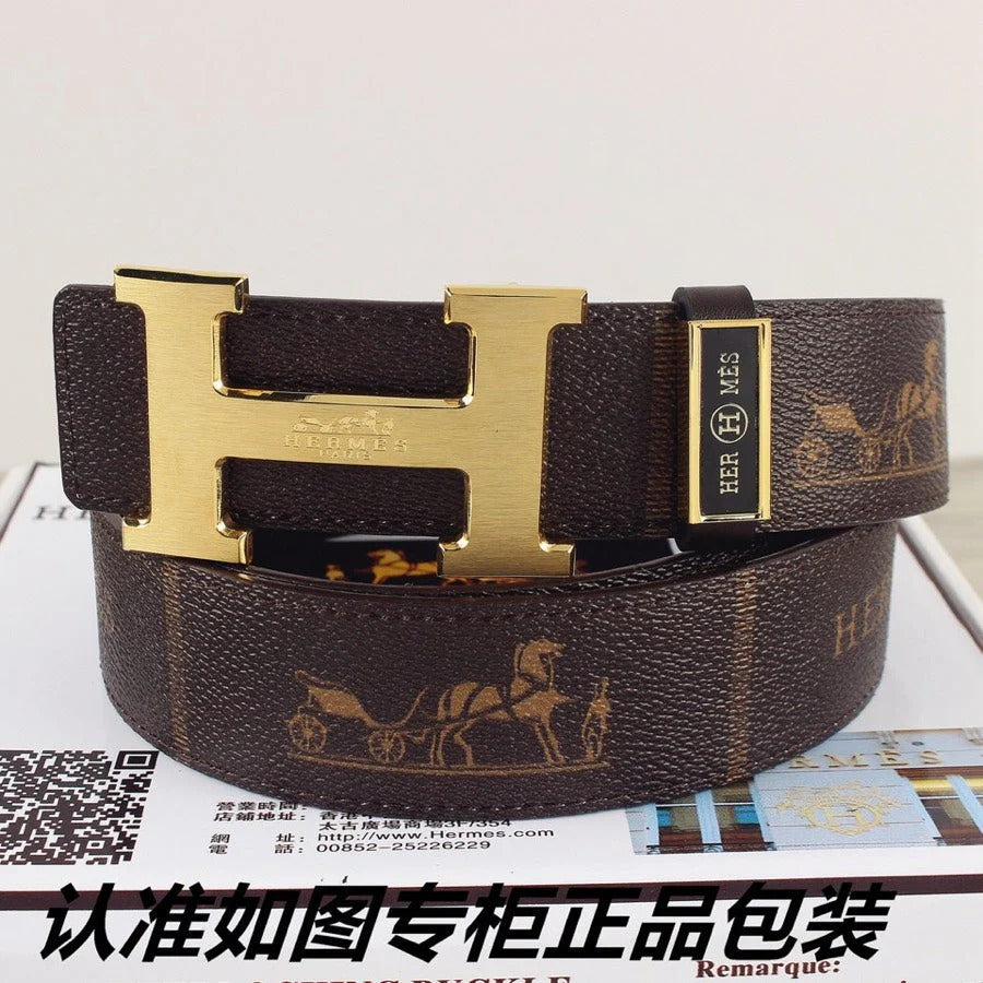 HM Constance Belt 38mm Brown Cowhide Gold Buckle 620195