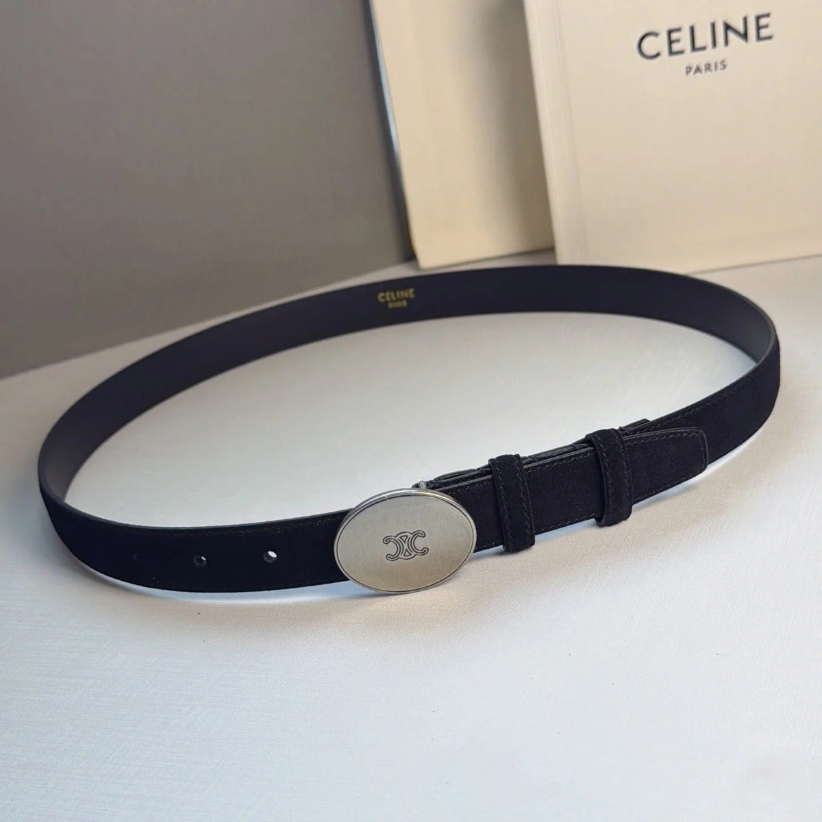 Celine 2026 Triomphe Slim Belt 13mm Leather 212866