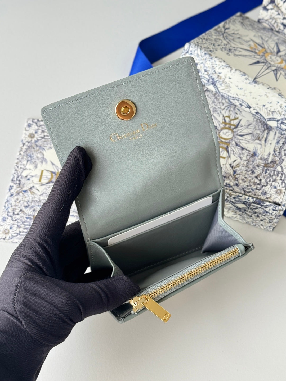 CD 30 Montaigne Glycine Wallet 11cm Grayish Jacquard