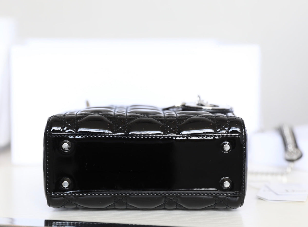 CD Lady Dior Mini Bag With Silver Hardware Calfskin