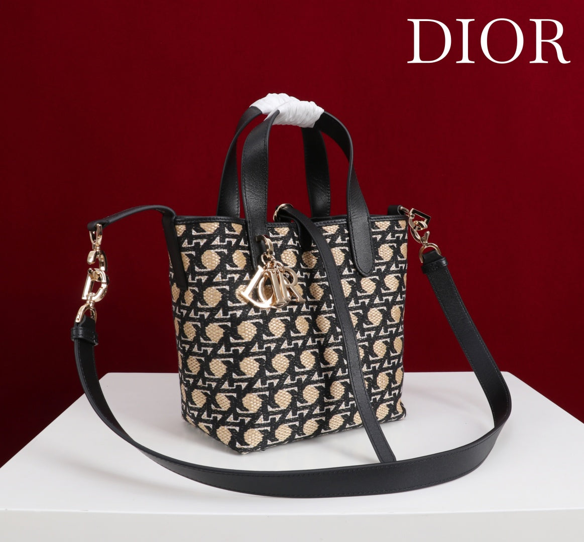 CD Toujours Vertical Small Bag 19Diamond Black Beige Leather