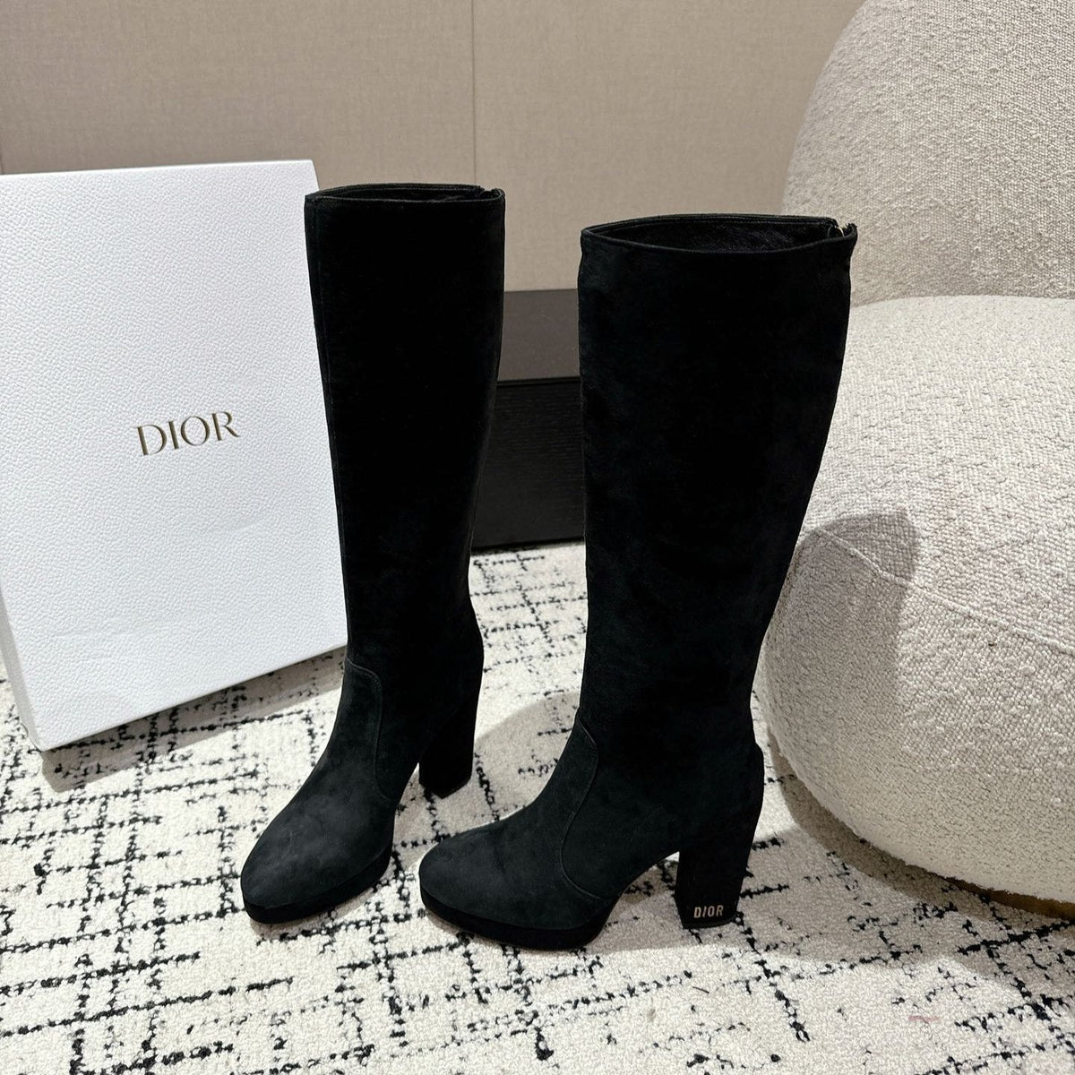 CD High Boots 100mm Black Suede