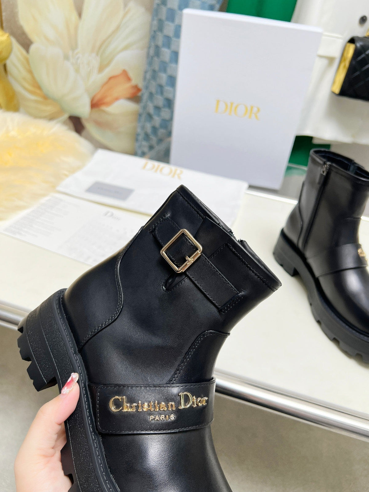 CD D-Quest Ankle Boot Plain Black Calfskin