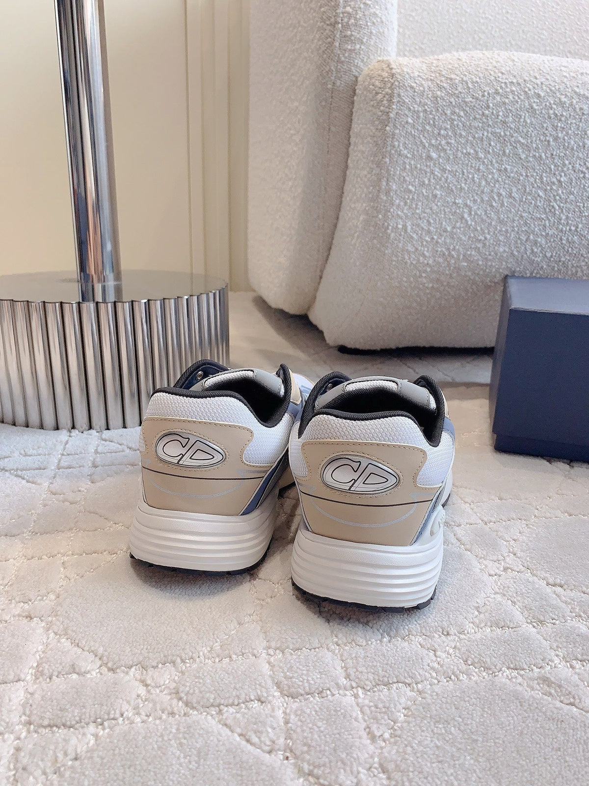 CD B30 Sneaker Blue Grey Mix White Beige Polyester Mesh Fabric And Calfskin