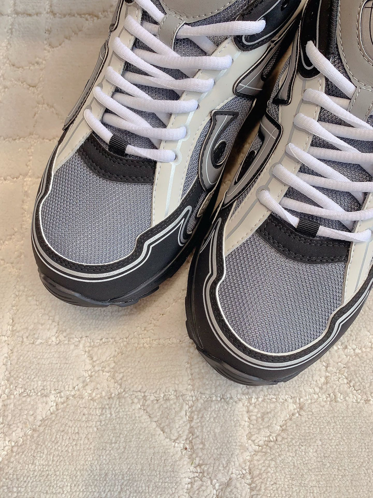 CD B30 Sneaker Cement Grey Mix Black White Polyester Mesh Fabric And Calfskin
