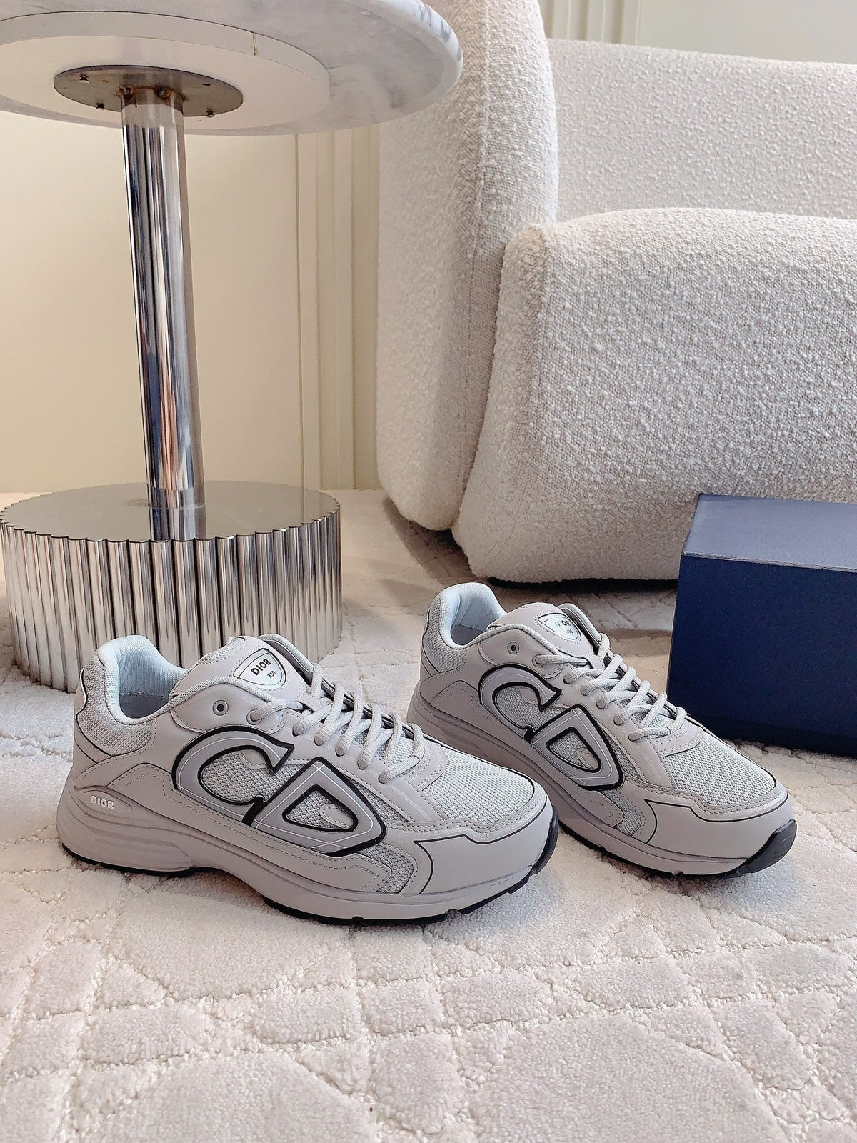 CD B30 Sneaker Light Grey Polyester Mesh Fabric And Calfskin