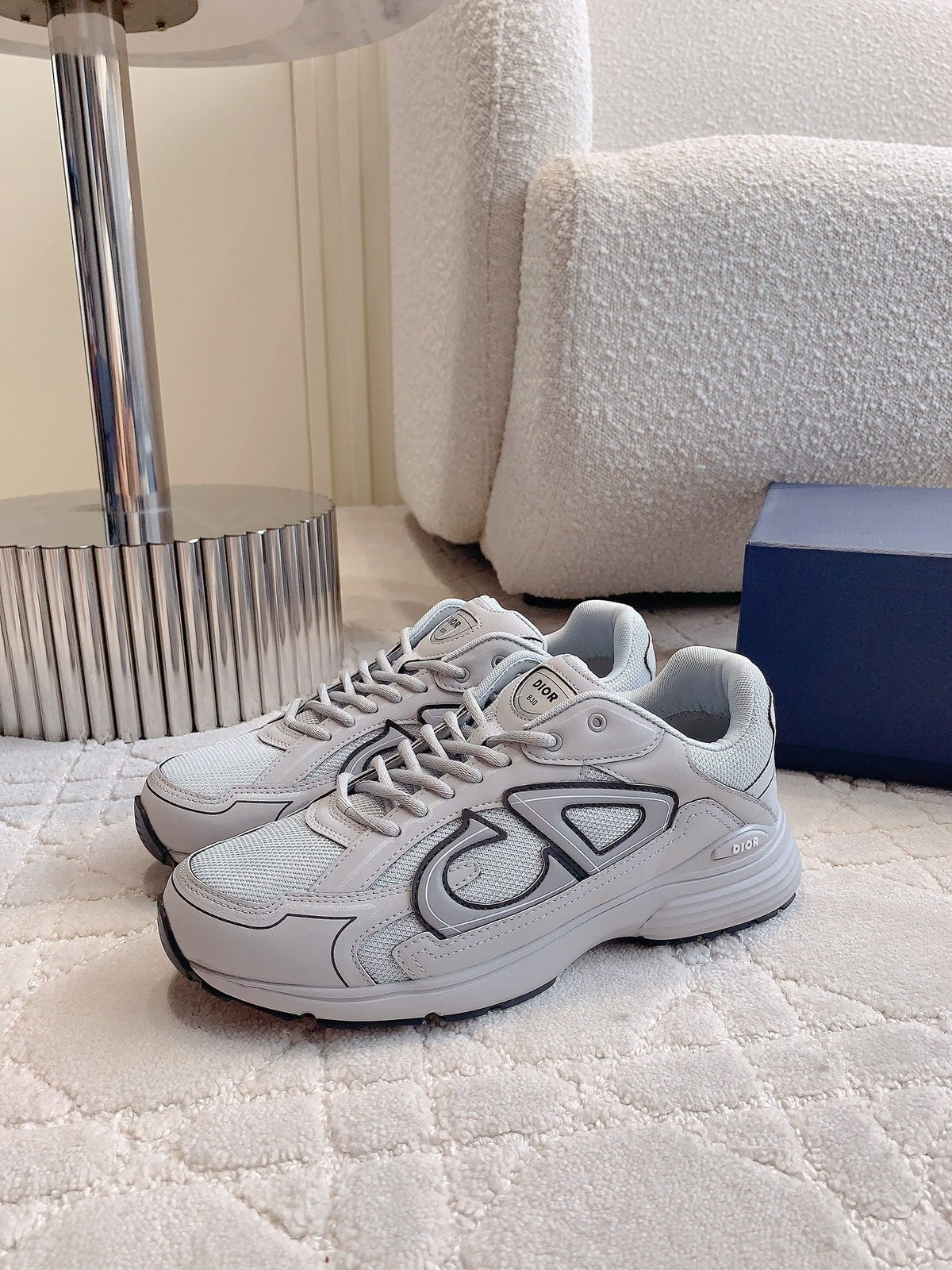 CD B30 Sneaker Light Grey Polyester Mesh Fabric And Calfskin