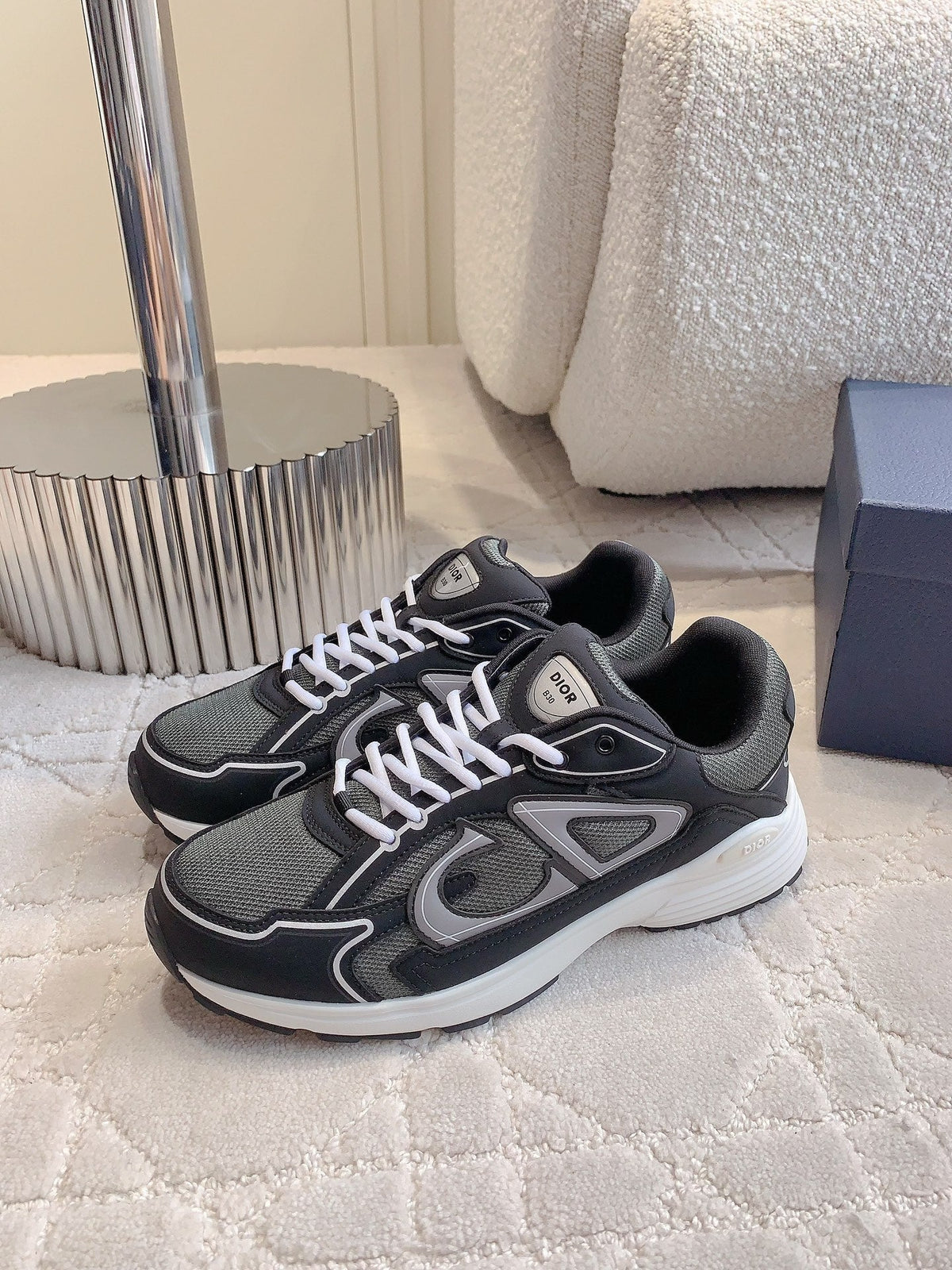 CD B30 Sneaker Black Grey Polyester Mesh Fabric And Calfskin