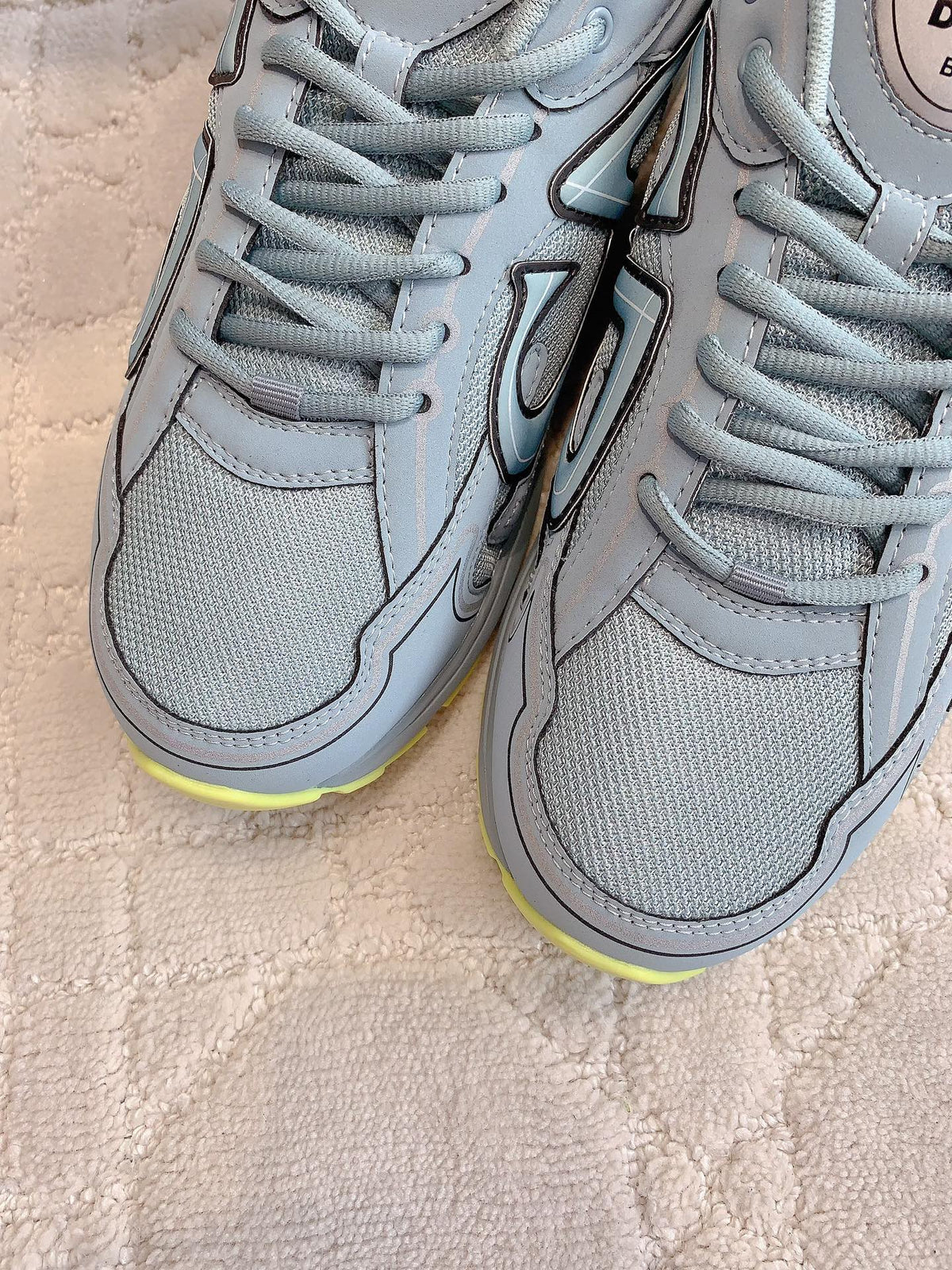 CD B30 Sneaker Grey Blue Mix Yellow Polyester Mesh Fabric And Calfskin