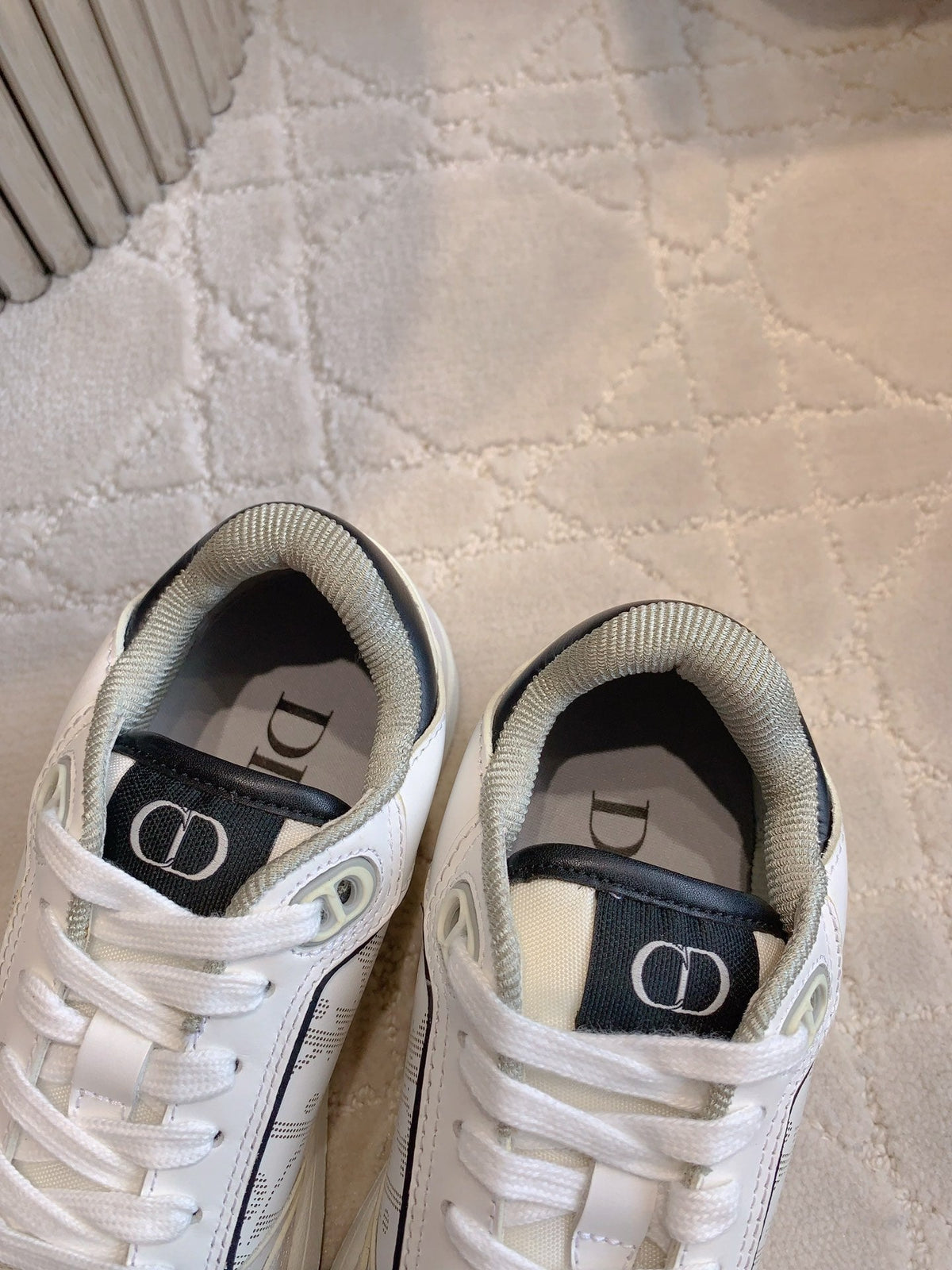 CD B27 Low-Top Sneaker White Black Print Calfskin