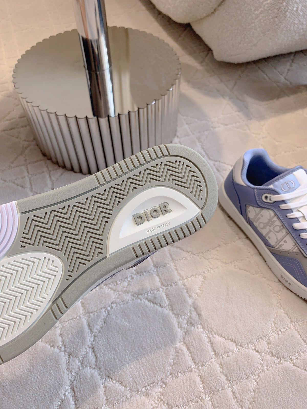 CD B27 Low-Top Sneaker White Blue Print Calfskin