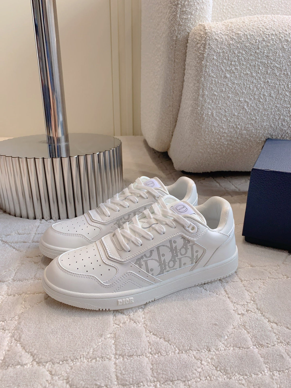 CD B27 Low-Top Sneaker White Print Calfskin