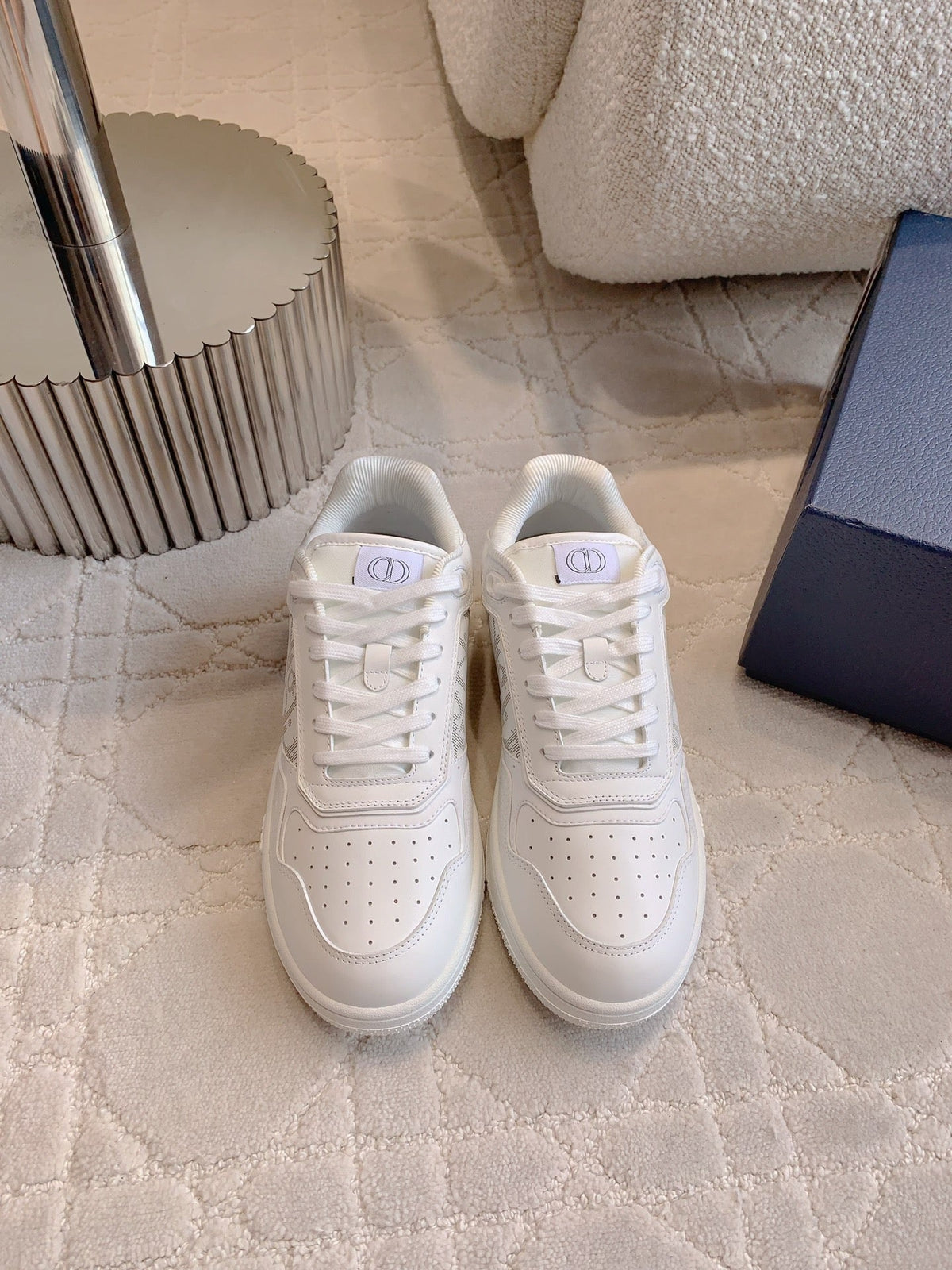 CD B27 Low-Top Sneaker White Print Calfskin