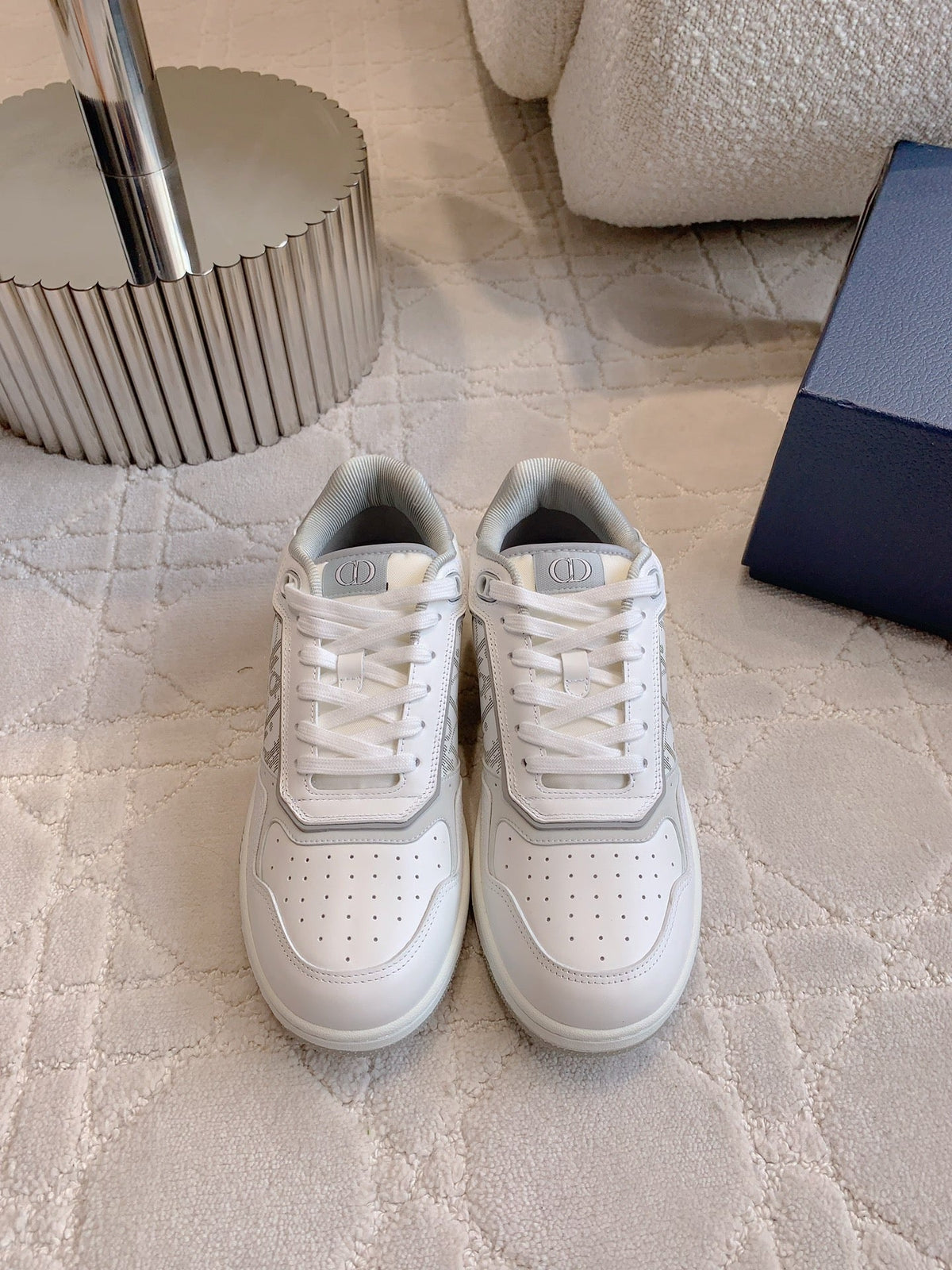 CD B27 Low-Top Sneaker White Grey Print Calfskin