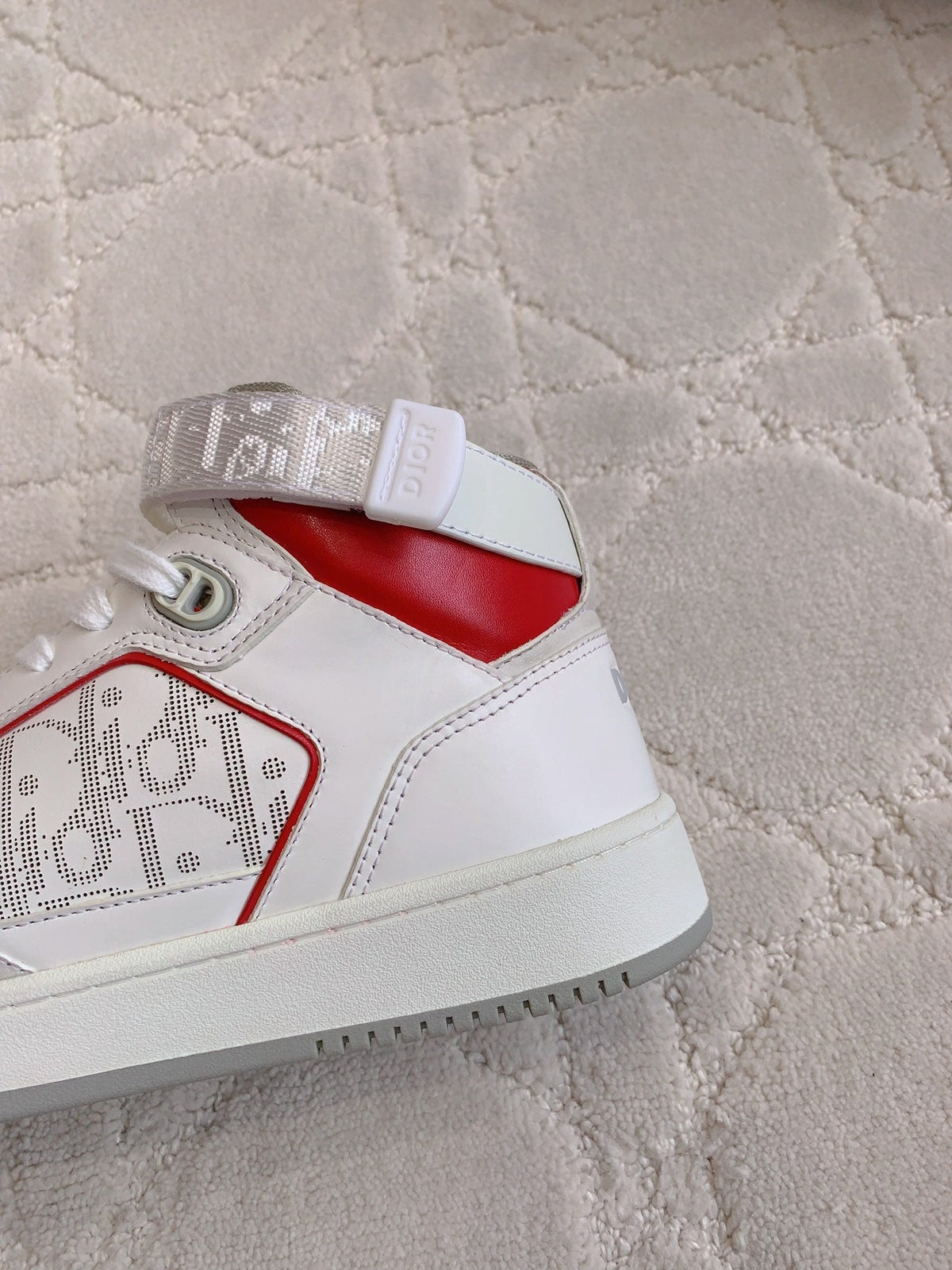 CD B27 High-Top Sneaker White Red Print Calfskin