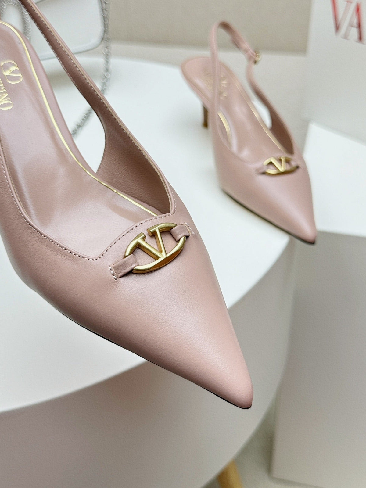 HIGH SLINGBACK 60MM IN BLUSH PINK CALFSKIN