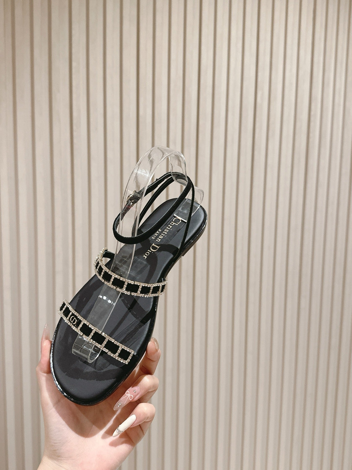 CD Diorissime Sandal Black Lambskin 483070