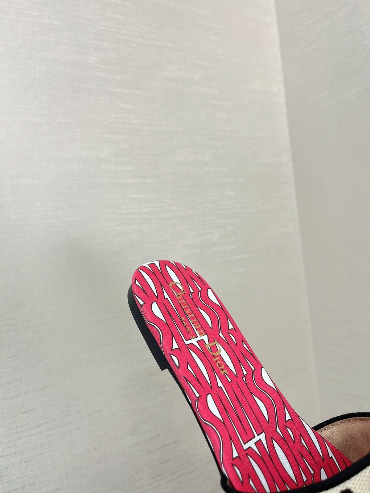 dway slide embroidered cotton red miss cd alllover motif