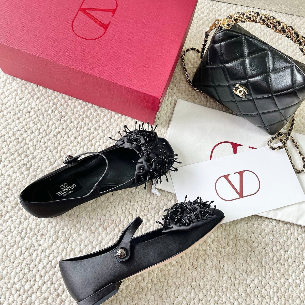 VT 25 Bow Marry Jane Flat Black Silk 345039