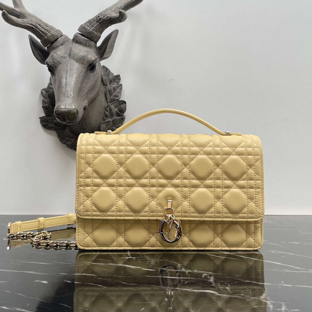 MY CD 24 TOP HANDLE BAG YELLOW LAMBSKIN