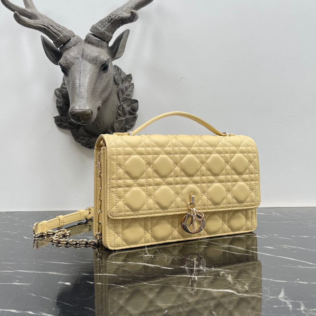 MY CD 24 TOP HANDLE BAG YELLOW LAMBSKIN