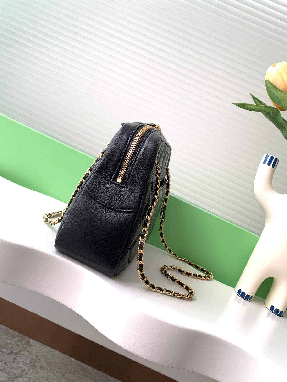 Chanel 2025 Camera 24cm Bag Black Quilted Leather 320975