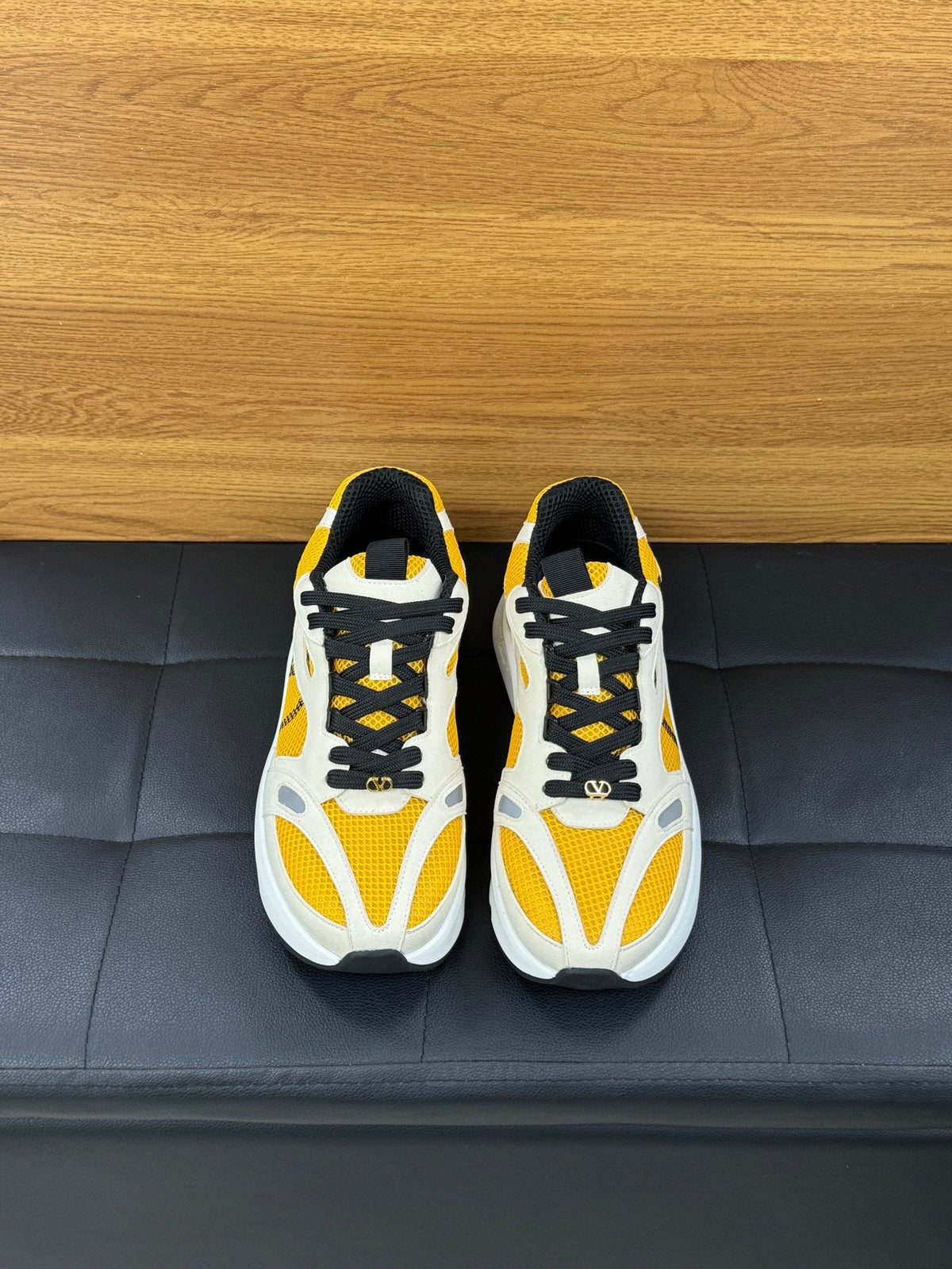VT 26s Demivee Trainers White Yellow Mesh Suede 100798