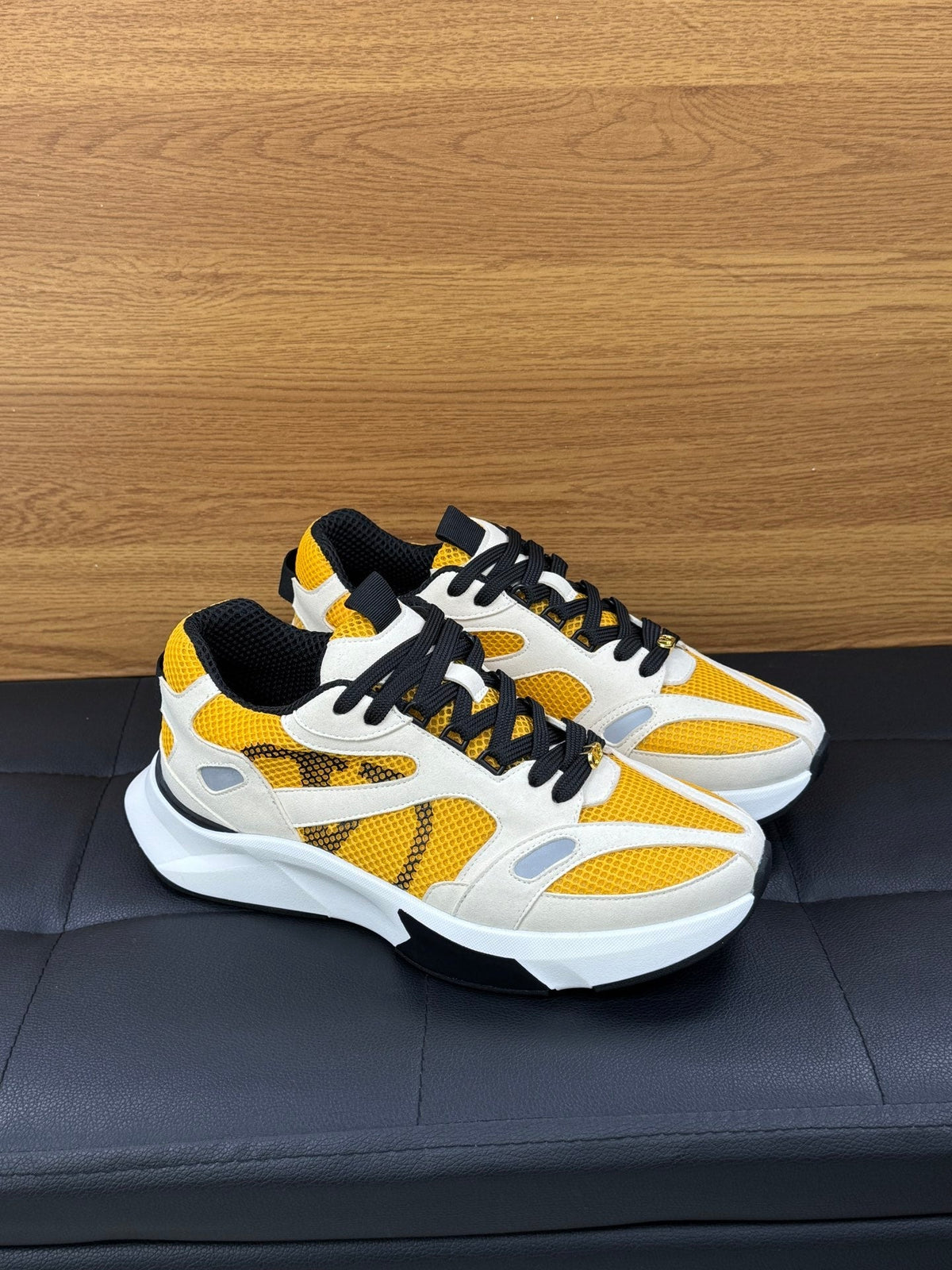 VT 26s Demivee Trainers White Yellow Mesh Suede 100798
