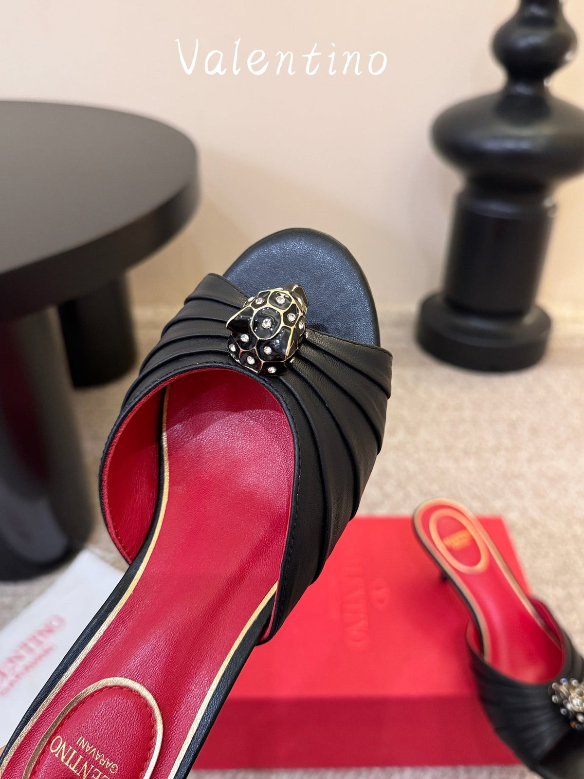 VT 26s Panthea Mules 55mm Black Goatskin 104714