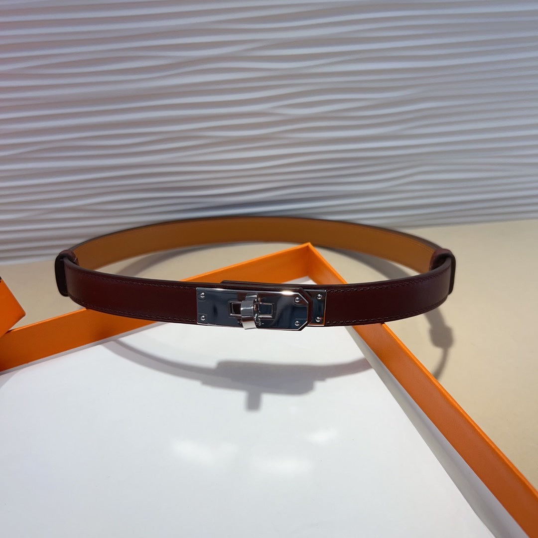 hm kelly belt 18mm burgundy calfskin silver buckle