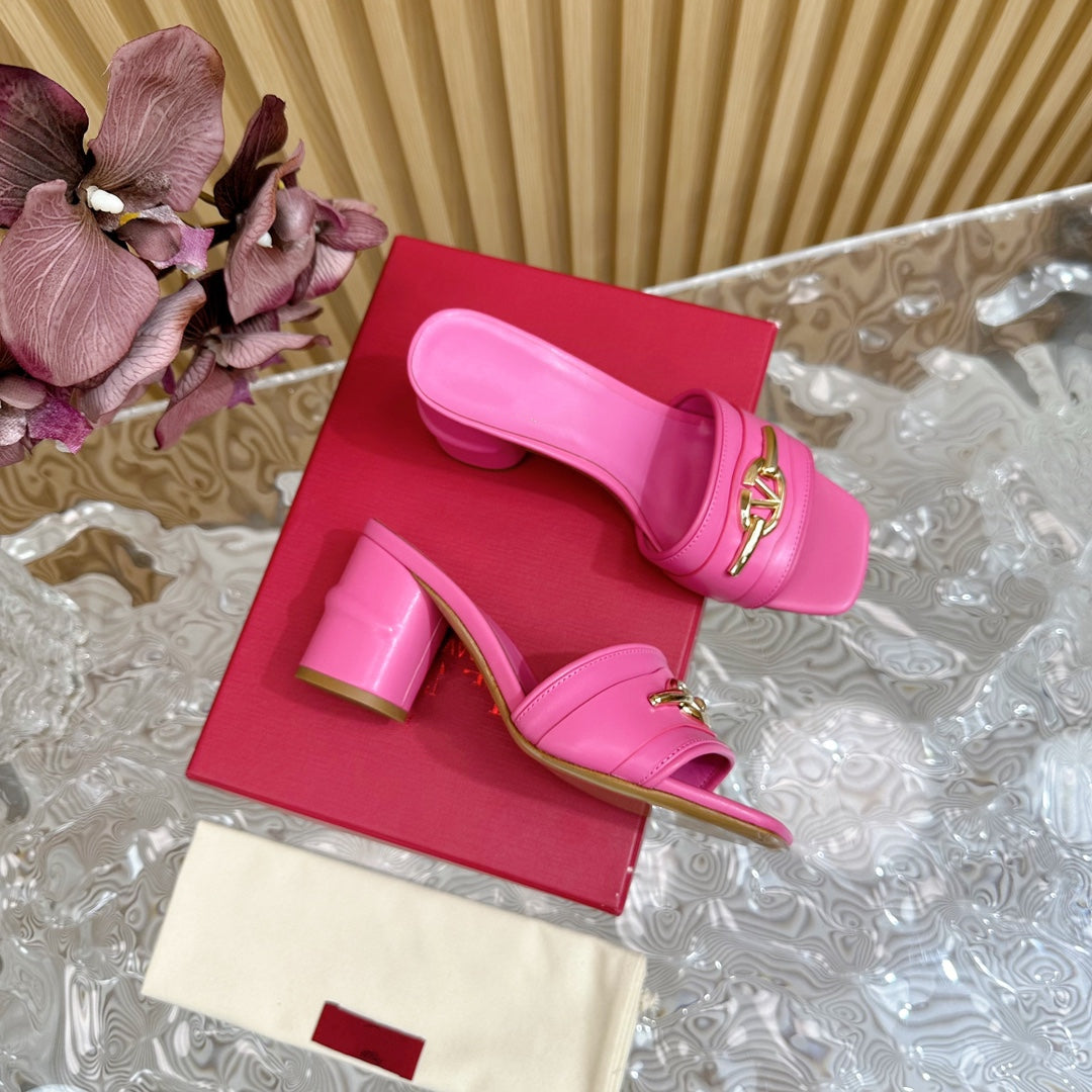 High Heel 70 Mule Sandal The Bold Edition Vlogo Square Toe Pink