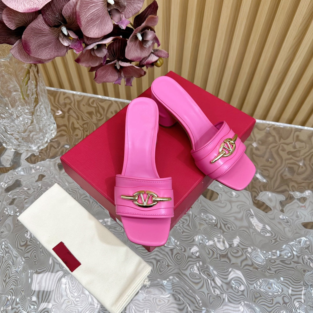 High Heel 70 Mule Sandal The Bold Edition Vlogo Square Toe Pink