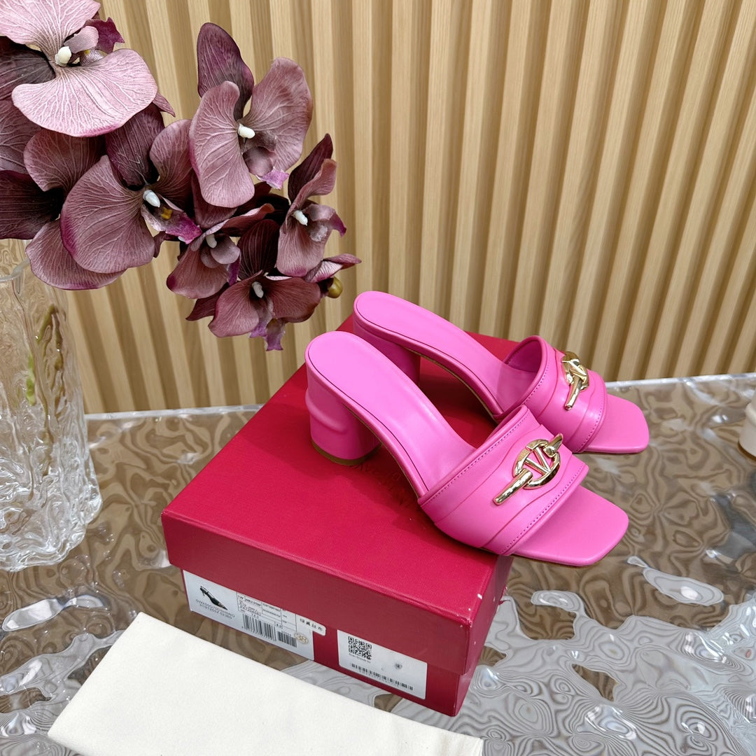 High Heel 70 Mule Sandal The Bold Edition Vlogo Square Toe Pink