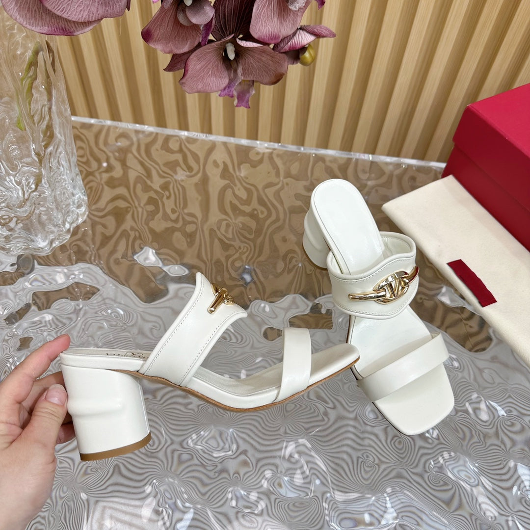 High Heel 70 Sandal The Bold Edition Vlogo Square Toe White