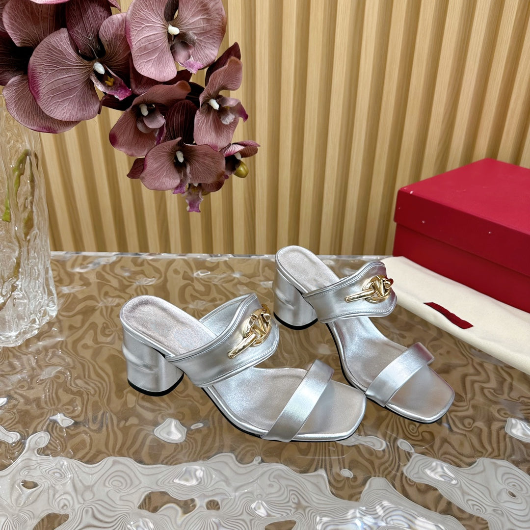 High Heel 70 Sandal The Bold Edition Vlogo Square Toe Silver