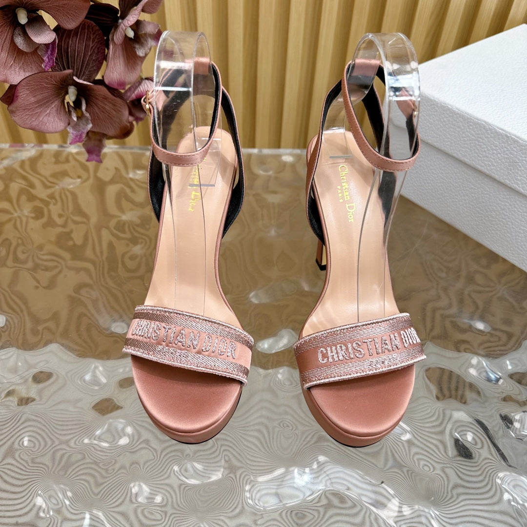 CD Dway Heeled Sandal 120mm Pastel Pink Silk And Lambskin