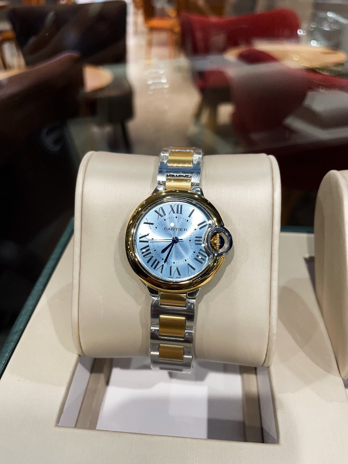 Cartier Balloon 33mm Quartz Silver Gold Bracelet