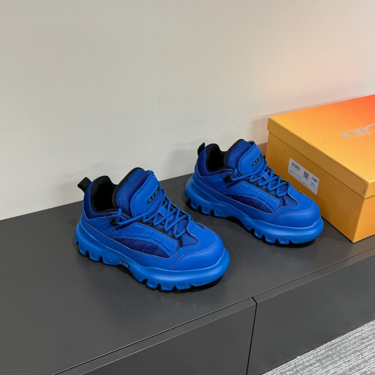 CD Sneaker In Deep Blue Calfskin And Mesh Fabric 109250