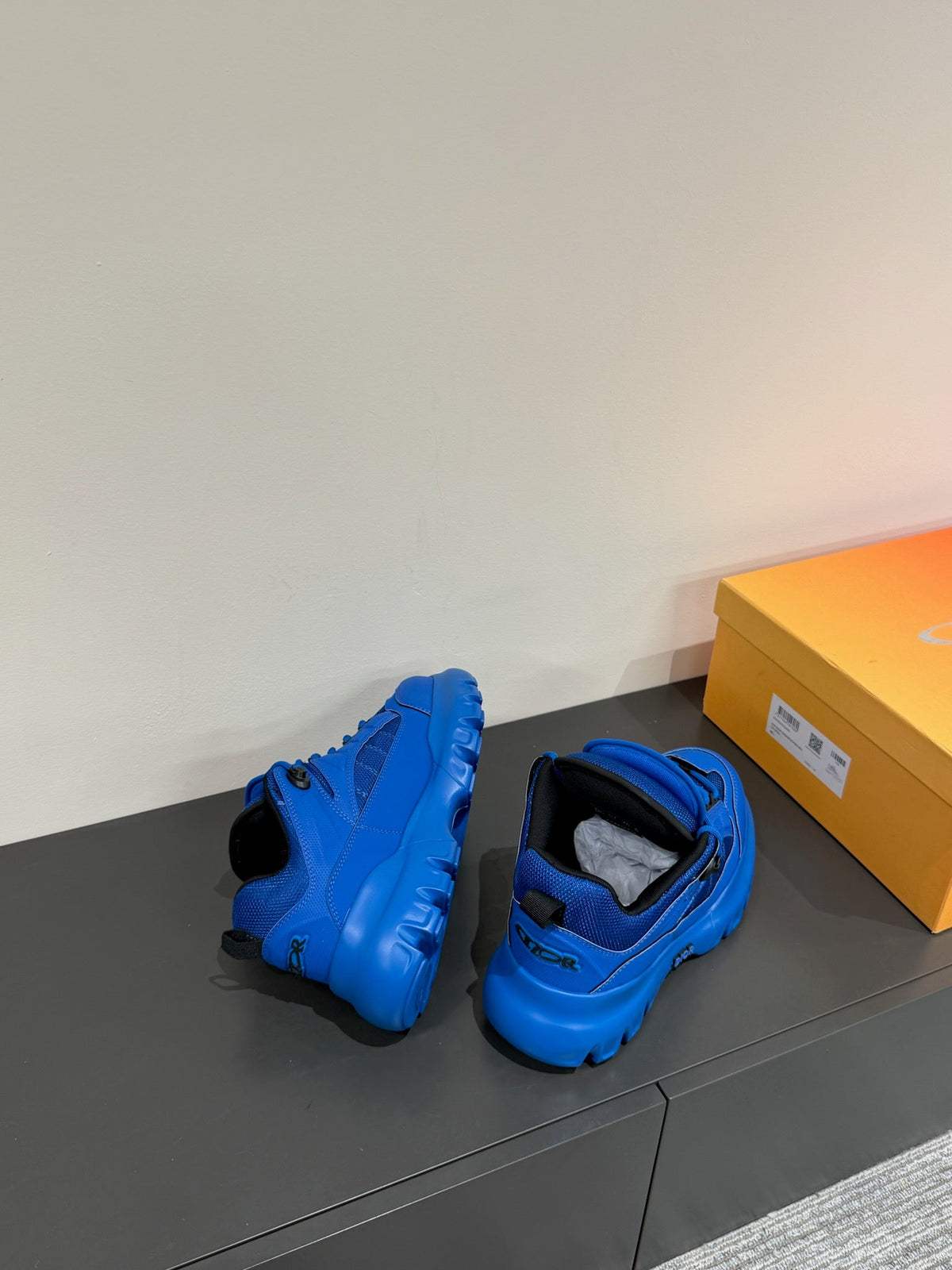 CD Sneaker In Deep Blue Calfskin And Mesh Fabric 109250